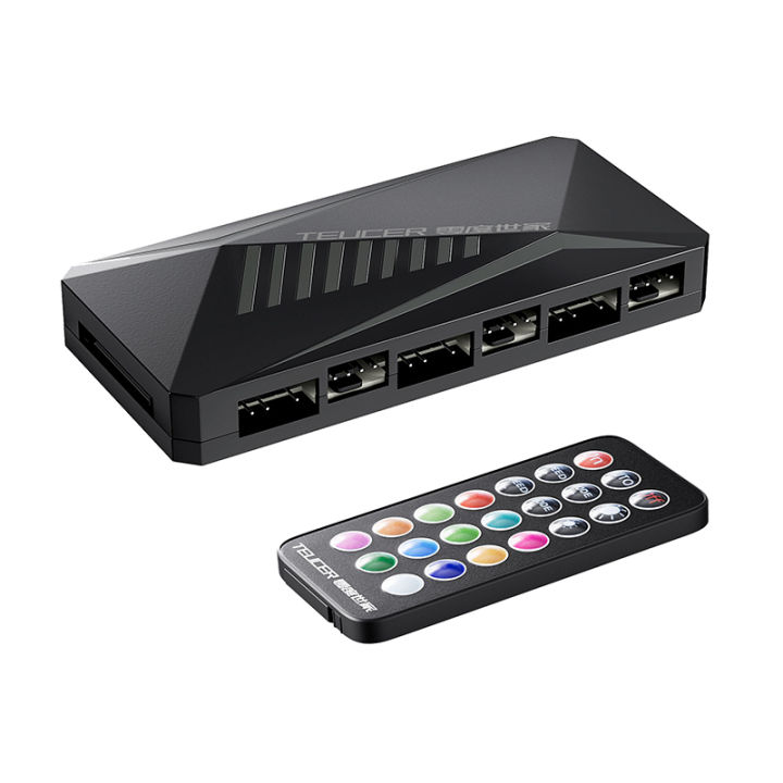 TEUCER LP-6P ARGB/PWM 3 IN 1 Controller Wireless Remote Control Fan Hub Temperature Controlled PWM ARGB Controller Hub Adapter