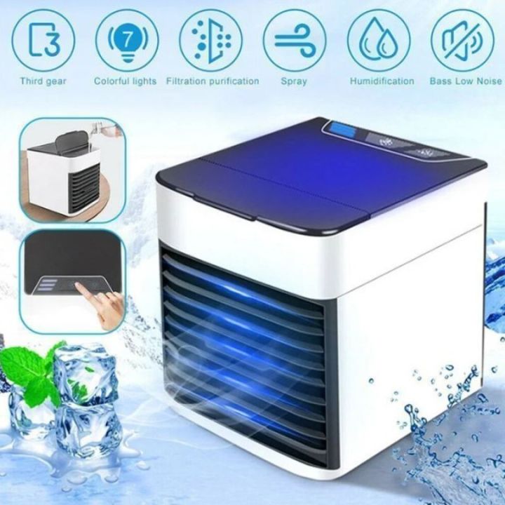 Portable Mini Air Cooler with USB Cooling - LED Portable Compact Desk Room Fan in Color Navy Blue and White - Arctic AC Air Ultra Air Conditioner Cooler/AC