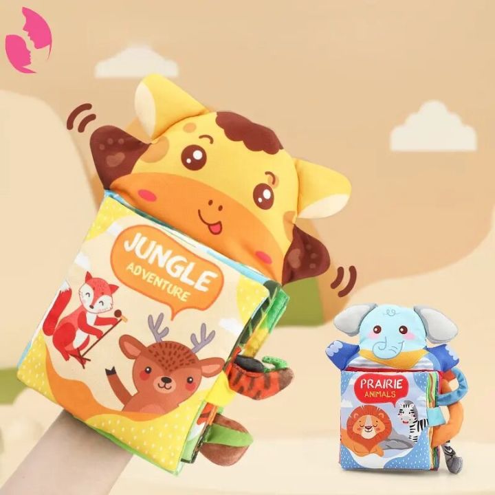 Montessori 3D Animal Tail Baby Soft Cloth Book for Newborns 0 12 Months Hand Puppet Educational Toys for 1 Year Old Boy Kid Gift