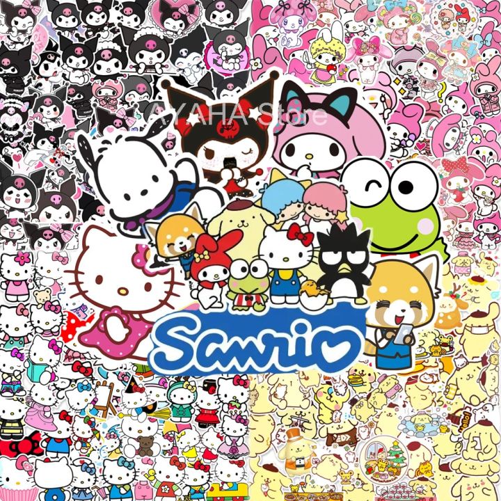 50/100pcs Kawaii My Melody Kuromi Hello Kitty Stickers for Kids Girls DIY Laptop Phone Diary Cute Cartoon Sanrio Sticker Decals