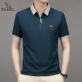 2024 Camel Authentic Emblem 3D Gold Label Men's Middle and Youth Scissor Neck Ice Silk Breathable Fashion Short sleeved T-shirt. 