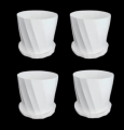 Camelia White Planter 6 Inchi 4 Pcs with Tray. 