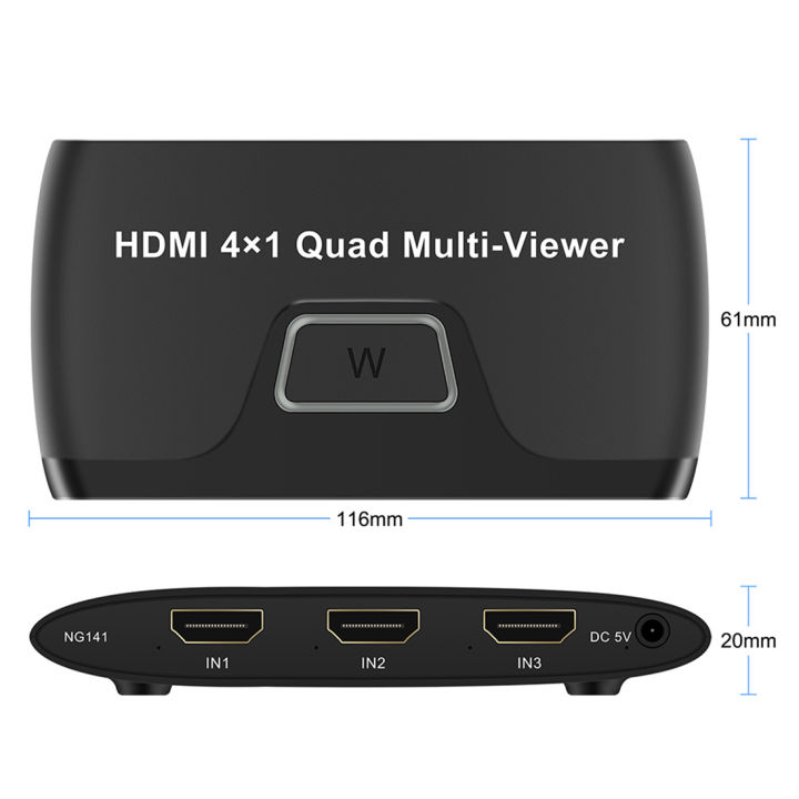 HDMI-COMPatible%204x1%20Splitter-1%20x%204x1%20Quad%20Multi-Viewer%0D%0A1%20x%20%20supply%0D%0A1%20x%20English%20User%20Manual-Black%20-%20Image%204