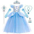 Main dress with crown hand-played costume children's clothing Cinderella cosplay girl sequin male set birthday party prom dress 3-10 years old. 