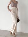 Loose Pants Women Korean Chic Summer Retro Western-style High Waist Thin All-match Straight Tube Wide-leg Trousers. 
