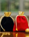 Royal Velvet Gift Pouch Bag 4/5 Inch 10pc – Premium Soft Velvet Pouch with Golden Drawstring | Ideal for Perfume, Jewelry, Wedding & Gift Packaging (Red & Black Colors). 