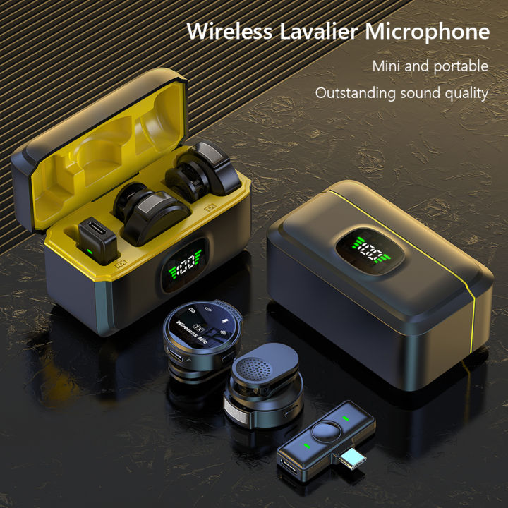 Wireless Lavalier Lapel Microphone with Magnetic Clip USB-C Noise  Cancelling 50H Battery for Android Type-C for iOS Smartphone