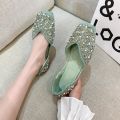 A drop shipping single shoe women's 2021 spring new bow shallow square toe soft-soled fairy beanie shoes women's shoes. 