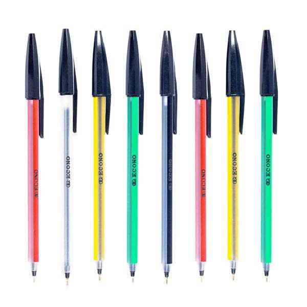 Econo Ball pen - Long Usage - Classic Looking - Multicolor - Pack Of 10 Pens Black ink color - Ball Pen