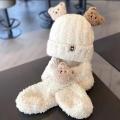 Toddler Winter Bear Hat Scarf Set Kids Earflap Beanie Warm Fleece Scarves Wrap Baby Girl Boy Neck Warmer. 