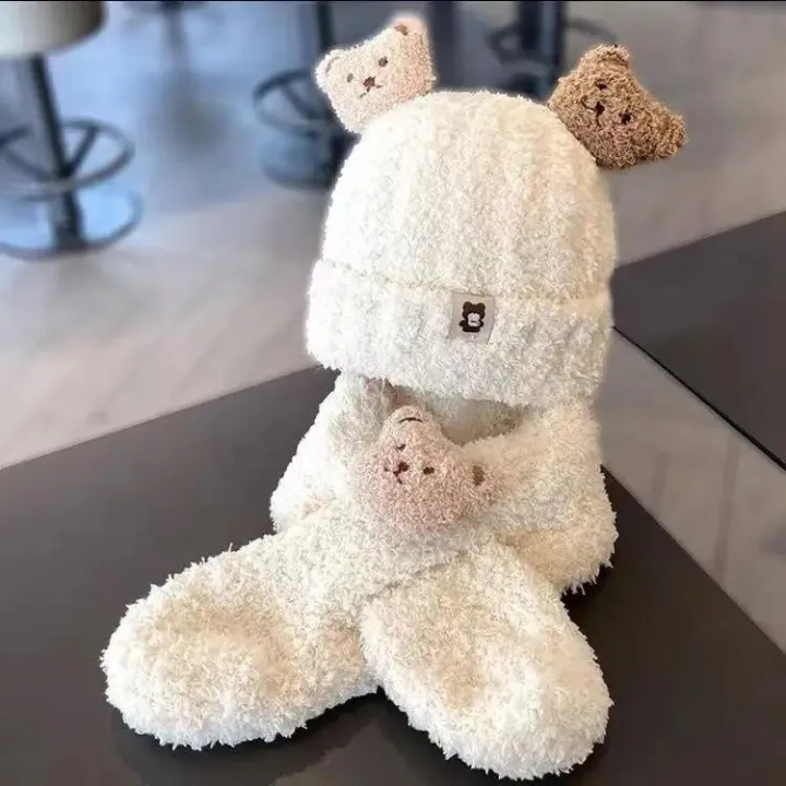 Toddler%20Winter%20Bear%20Hat%20Scarf%20Set%20Kids%20Earflap%20Beanie%20Warm%20Fleece%20Scarves%20Wrap%20Baby%20Girl%20Boy%20Neck%20Warmer%20-%20Image%202