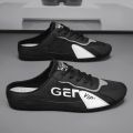 2023 New Style Half Slip-on Shoes Comfortable Flat Shoes Net Mens Shoes Breathable Men Sneakers Comfortable Zapatos Para Hombres.