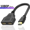 1 in 2 Out HDMI Male to Dual HDMI Female 1 to 2 Way for HDMI HD, LED, LCD, TV - Hdmi Cable. 