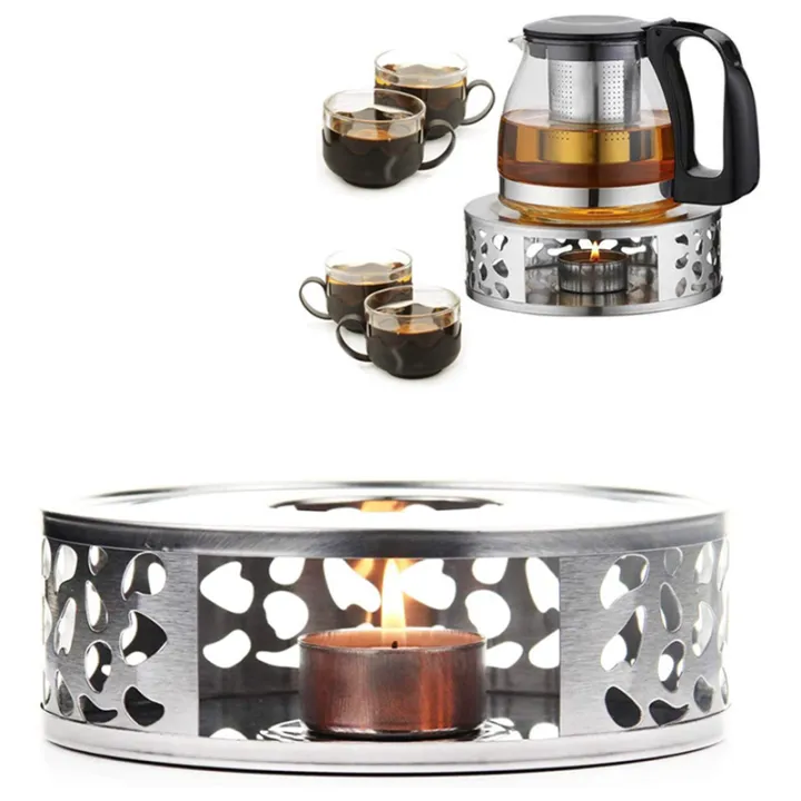 OUMERY%202X%20Tea%20Warmer%20Coffee%20Warmer%20Stainless%20Steel%20with%20Holder%20Tea%20Base%20Hollow%20Carved%20Design%20Heater%20Coffee%20Warmer%20-%20Image%205