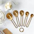 Stainless Steel Measuring Cups Gold Measuring Baking Set for Oil Water Flour.