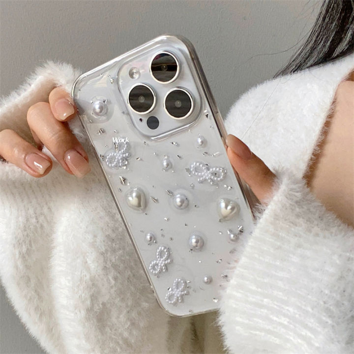 3D%20Pearl%20Bow%20Silver%20Foil%20Epoxy%20Phone%20Case%20For%20iPhone%2015%2014%2013%2012%2011%20Pro%20Max%20XS%20Max%20XR%20X%207%208%20Plus%20Cute%20Clear%20Soft%20Silicone%20Cover%20-%20Image%202