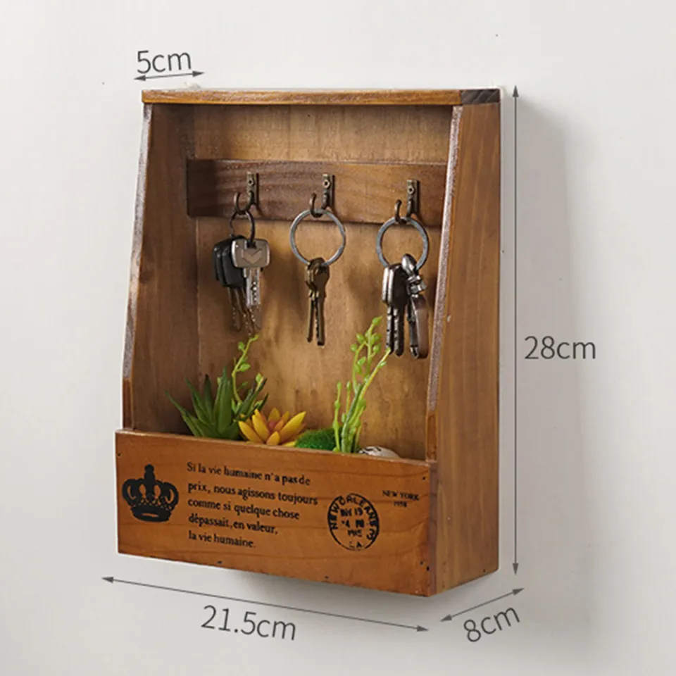 Solid Wood Keys Box Creative Wall Storage Box Mounted Key Holder Sundries Holders Practical Convenient Key Holder Storage Box Cabinet