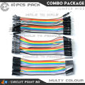 60Pcs Combo "Male to Male + Male to Female + Female to Female" Jumper Wire Cable Multycolour - connection wire for breadboard or Solderless Connection Arduino, All Sensor and Electronics.. 