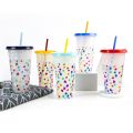 710ml Straw Cup With Lid Color Change Coffee Cup Reu Cups Plastic Tumbler Matte Finish Reu Plastic Cup.