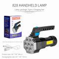 High Power LED Flashlights Camping Torch With 7 Lamp Beads And COB Side Light Rechargeable Outdoor Hiking Portable Hand Lantern. 