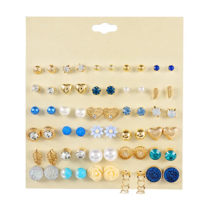 Multi%20Element%20Flower%20Alloy%20Studded%20Earring%20Set%20Fashionable%2030%20Pairs%20Of%20Earrings%20Geometry%20-%20Image%208
