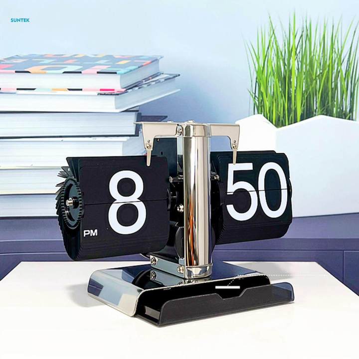 Clock Digital Flip Down Clock Retro Design Mechanical Table Clock Automatic Page Turning