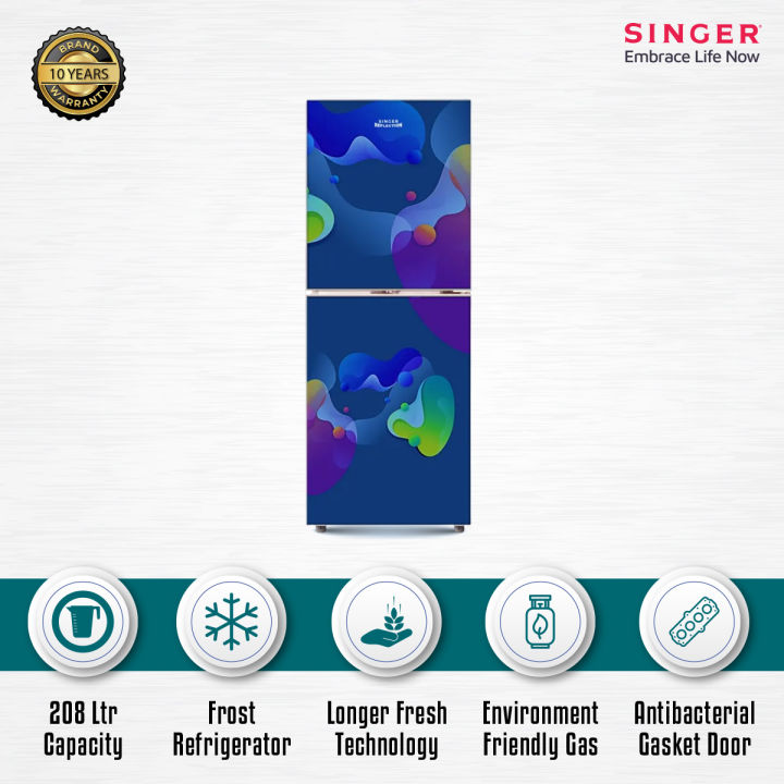 SINGER Bottom Mount Refrigerator  208 Ltr  Galaxy Blue