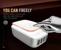 LDNIO A4405 LED Touch Lamp Universal 4 USB Ports 4.4A Auto ID Fast Charger Adapter with USB Data Cable For Smartphone White. 