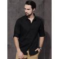 Black Solid Cotton Long Sleeve Casual Shirt For Men - Shirt.