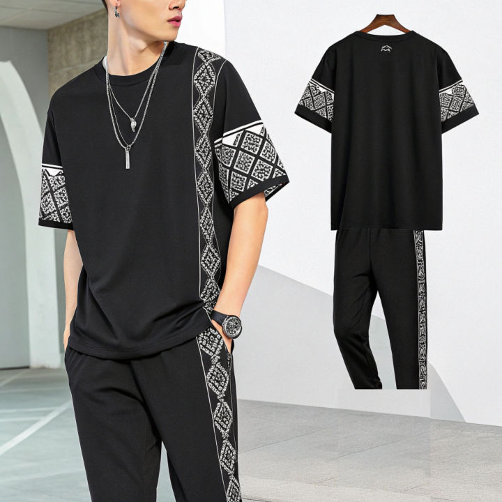 Drop Shoulder Style Mash T-Shirt and Trouser Combo for Men - Soft fabric and comfortable