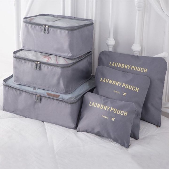 6PCS Travel Storage Bag Organizer Set For Clothes Shoes Cosmetic Tidy Organizer Wardrobe Suitcase Pouch Travel Organizers Packing Bags