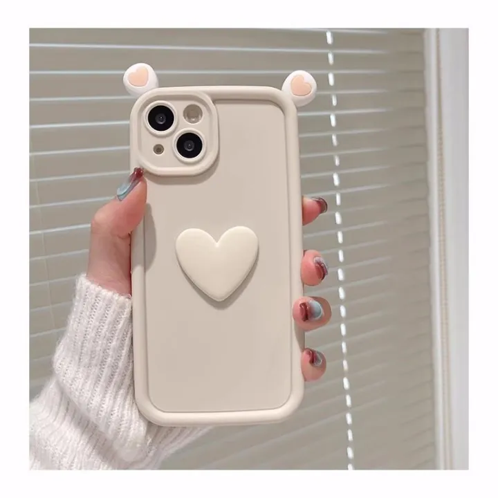 Phone%20Case%20For%20iPhone%2011%2013%2014%2015%20Pro%20Max%20Plus%2013Mini%20Casing%20Coffee%20Cute%203D%20Ears%20Love%20Heart%20Wine%20Red%20Cute%20Candy%20Color%20Soft%20Shockproof%20Cover%20Matte%20Silicone%20-%20Image%208