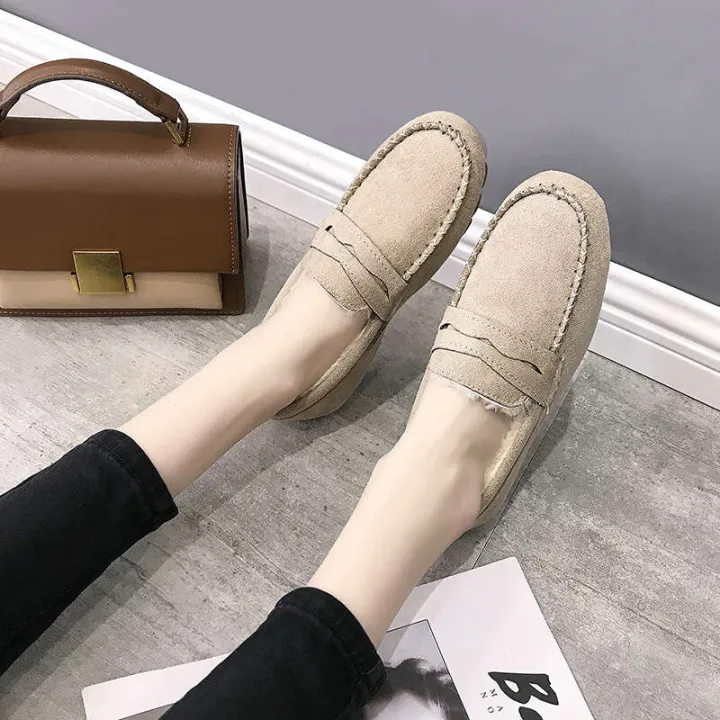 2022%20Winter%20Bean%20Flat%20Cow%20Tendon%20Soft%20Bottom%20Plush%20Cotton%20Pregnant%20Women%20Lazy%20Mom%20Shoes%20-%20Image%204