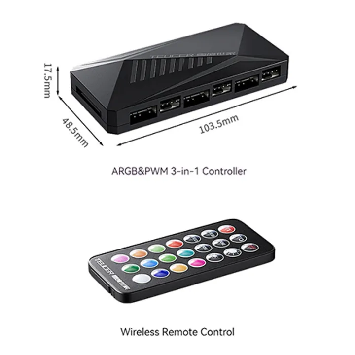 TEUCER%20LP-6P%20ARGB/PWM%203%20IN%201%20Controller%20Wireless%20Remote%20Control%20Fan%20Hub%20Temperature%20Controlled%20PWM%20ARGB%20Controller%20Hub%20Adapter%20-%20Image%205