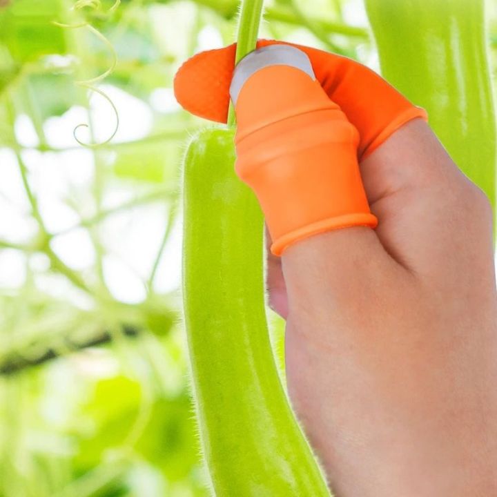 Silicone Thumb +5PCS Finger Protector Gears Cutting Vegetable Harvesting Knife Pinching Plant Blade Scissors Garden Gloves