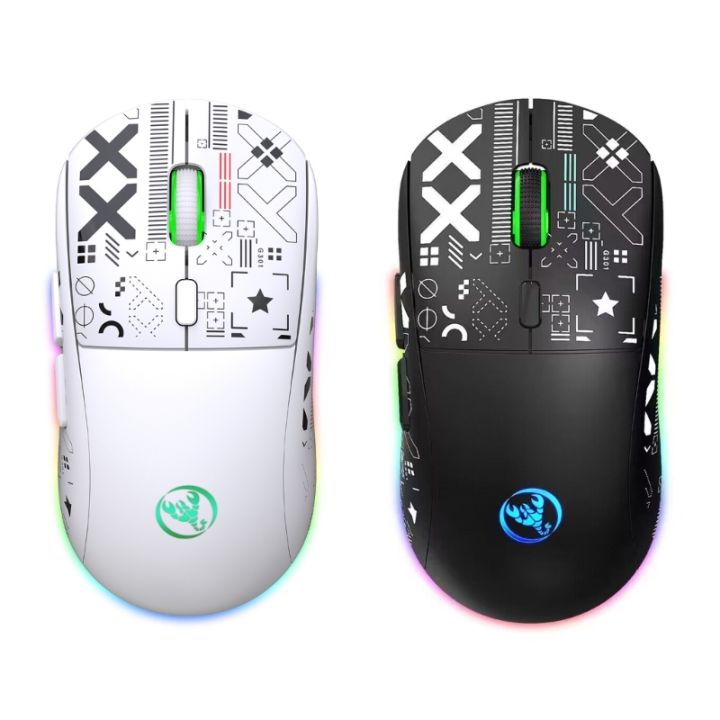 6-Key 2.4G- Wireless Mouse Tri-mode RGB Glowing 12 Lighting Bluetooth-compatible Game TypeC Charging Mouse Rechargeable