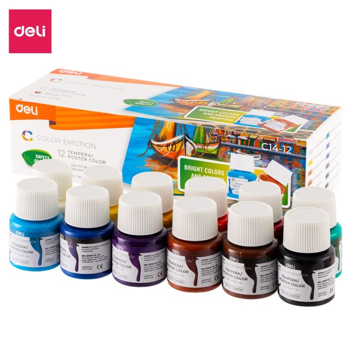 Deli EC14-12 Poster Color Paint 12 shade