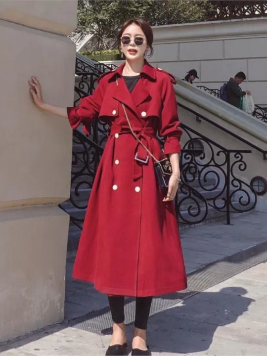 Women's%202024%20Spring%20New%20High-end%20Christmas%20Red%20Loose%20Long%20Coat%20Windbreaker%20Thick%20Warm%20Lace-up%20Coat%20Outwear%20Female%20Fashion%20Jacket%20-%20Image%203
