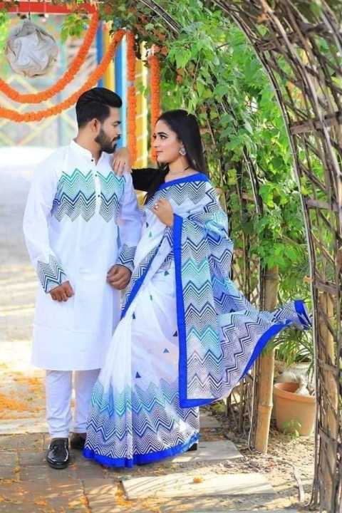 Couple Set/Matching dress/Couple&Family Sets/Sari And Panjabi