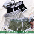 Premium Cotton Blend Men's Boxer Briefs with High-Quality Logo Print and Elastic Waistband 1Piece. 