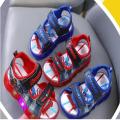 Kids Girls Summer Sandals Led Light Luminous Shoes Boys Cartoon Captain America Slippers Toddler Sport Running Soft Beach Shoes.
