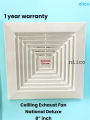 National Deluxe 8 inch Ceiling Exhust fan =1 Year warranty Size(25X16X25.3 CM).