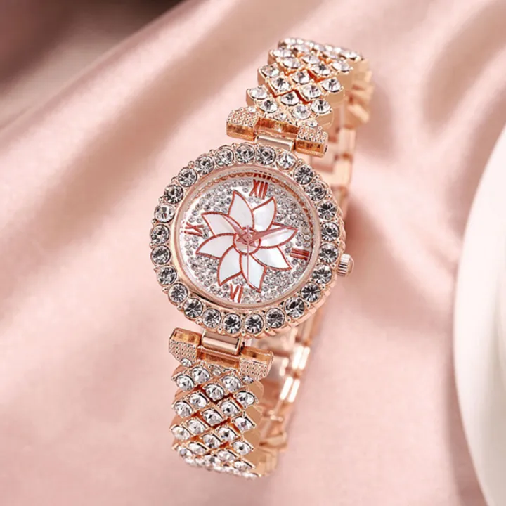 Fashionable%20Flower%20Design%20Stone%20Quartz%20Watch%20&%20Bracelet%20For%20Women%202Pcs%20Set%20-%20Image%206