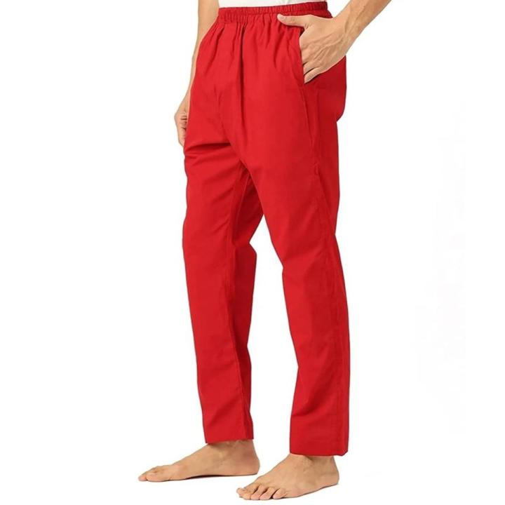 Men's Wear Cotton Pajama Pants Solid Casual Loose Men