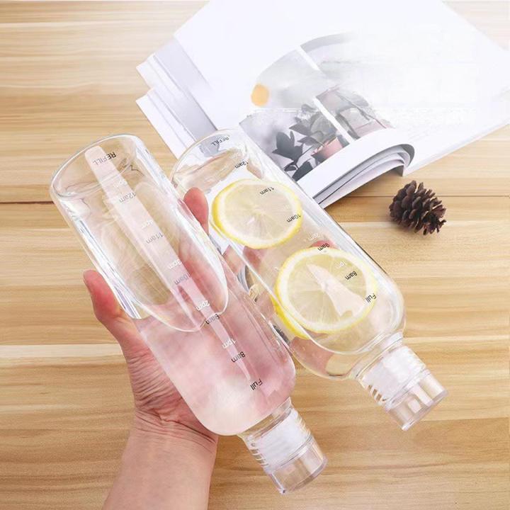 Ins Transparent Bottle 500ml Large Capacity food grade plastic Water Bottle with Time Marker Water Drink Milk Juice Travel Cup