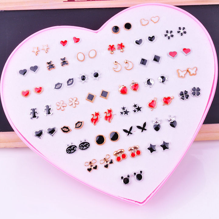 【2025 NEW】 1Set Cute Exquisite Multicolor Cartoon Hypoallergenic Plastic Stud Earrings Set For Women Girl Wedding Christmas Gifts Jewelry