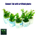 Square Marble design Mini Cement Pot with Artificial Plant – Stylish Home & Office Table Décor.