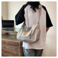 New Casual Large Capacity Trendy Fabric Lightweight Crossbody Bag Fashion Solid Color Commuter Shoulder Large Bag. 