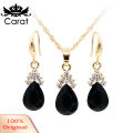 Carat Vintage Teardrop Rhinestone Women Jewelry Set Necklace Hook Earrings Pendants. 