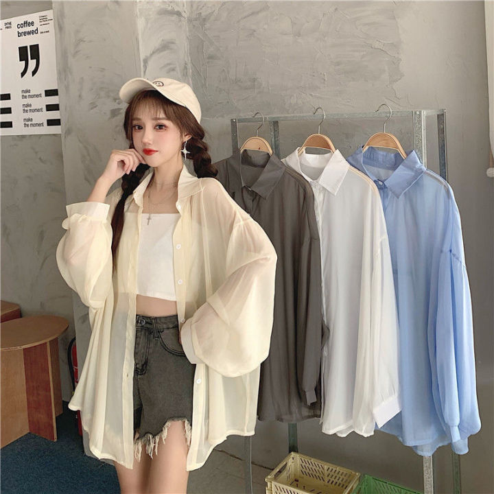 2022%20New%20Summer%20Long%20Sleeve%20Chiffon%20White%20Shirt%20Women%20Transparent%20Button%20Sun%20Protection%20Ladies%20Blouse%20Beach%20Female%20Clothing%20-%20Image%203